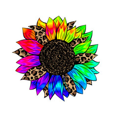 Tie Dye Leopard Sunflower