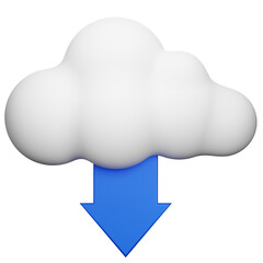3d rendering of cloud computing file download with cloud and arrow