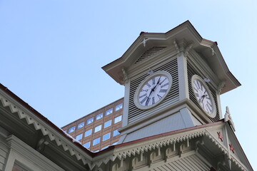 Sapporo, Japan - December 22, 2019: scenery of sapporo clock tower in hokkaido, japan tourist attraction, Japan