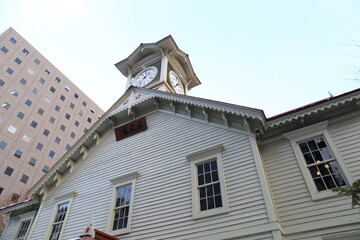Sapporo, Japan - December 22, 2019: scenery of sapporo clock tower in hokkaido, japan tourist attraction, Japan