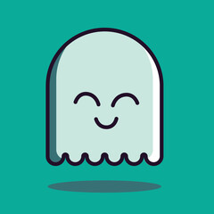 Cute smile ghost chartoon vector , happy Halloween