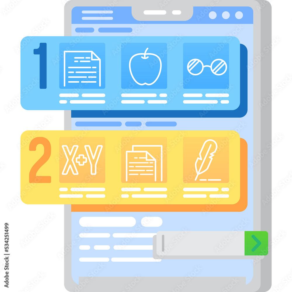 Poster timetable app mobile interface vector flat icon