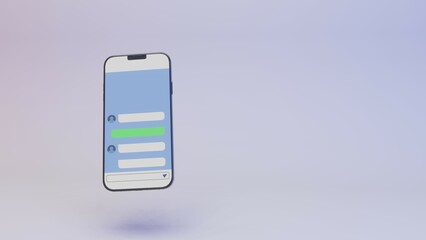 スマートフォンでメッセンジャーアプリを使う3DCG