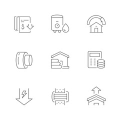 Set line icons of energy audit