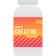 Sports supplement creatine bottle flat vector icon