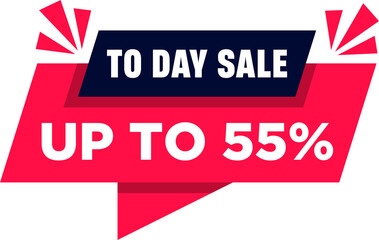 Vector Illustration Today Only Sale Sign. Up To 55 percent Off Origami Speech Bubble. Sale Label Design.