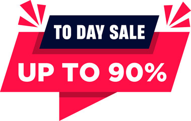 Vector Illustration Today Only Sale Sign. Up To 90 percent Off Origami Speech Bubble. Sale Label Design.