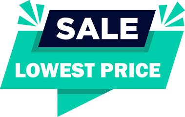 Sale lowest price, Minimal style flat speech bubble shaped banner, price tag, sticker, badge. Vector illustration