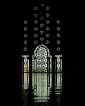 View of Hassan II Mosque interior, Casablanca, Morocco.