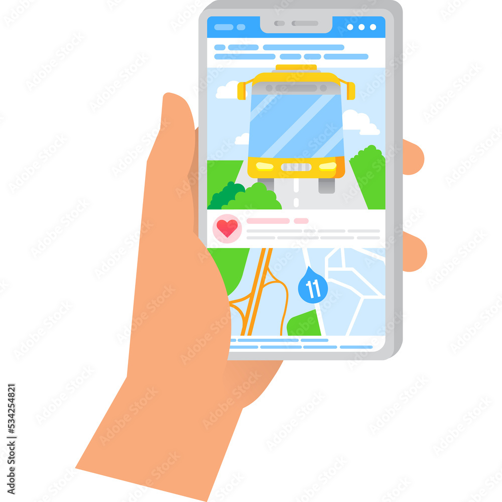 Poster gps app on mobile icon track bus option vector