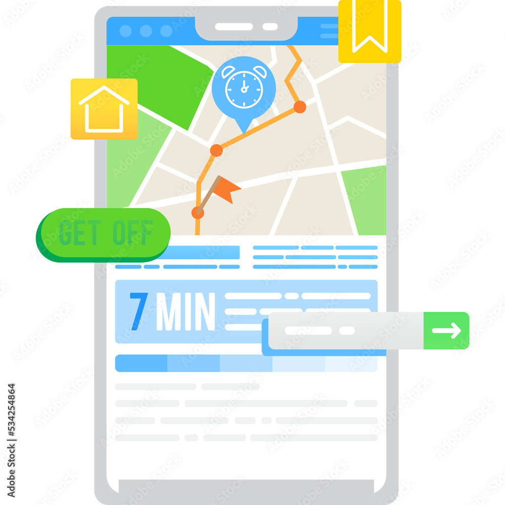Poster tracker mobile app icon time alert option vector