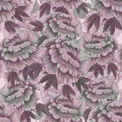 Seamless pattern with flowers peony.