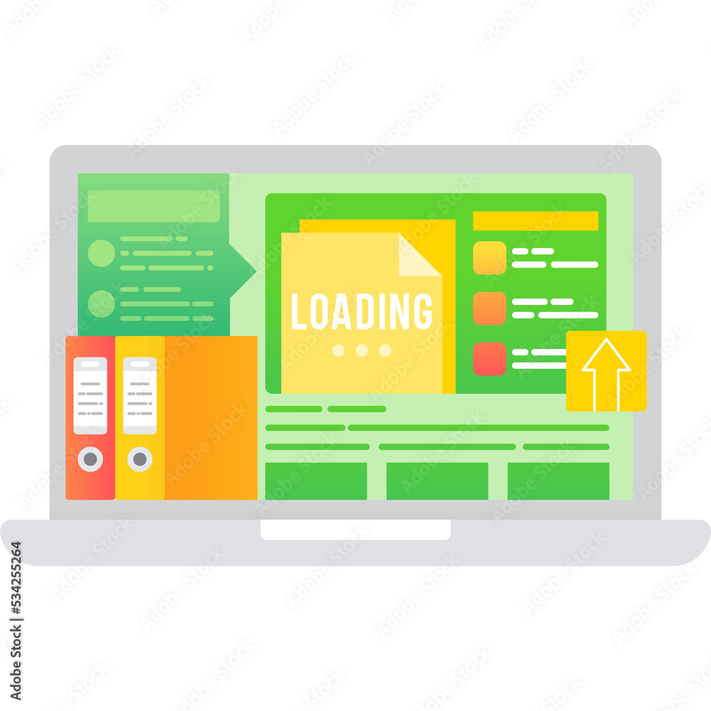Aufkleber stuff icon file information uploading flat vector