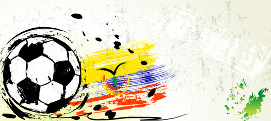 soccer or football illustration for the great soccer event with paint strokes and splashes,  ecuador national colors