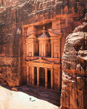 View of Al-Khazneh, a Nabatean ancient temple in Wadi Musa, Petra, Jordan.