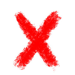 Cross sign element. Red grunge X icon design