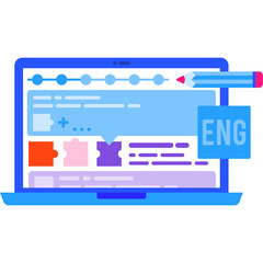Study english online service flat vector icon