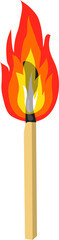 Cartoon isolated object matches and fire