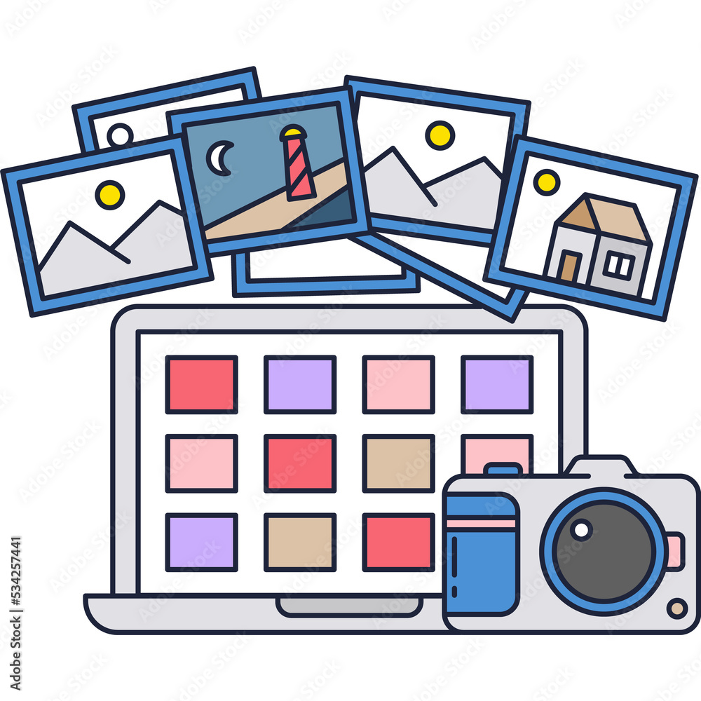 Poster digital gallery app design flat vector icon