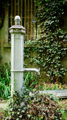 Vieille pompe à eau dans un jardin