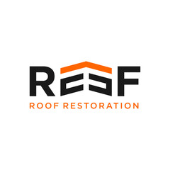 Roofing Text logo design template vector