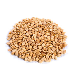 Fototapeta premium pile of spiced peanuts isolated close up on white background 