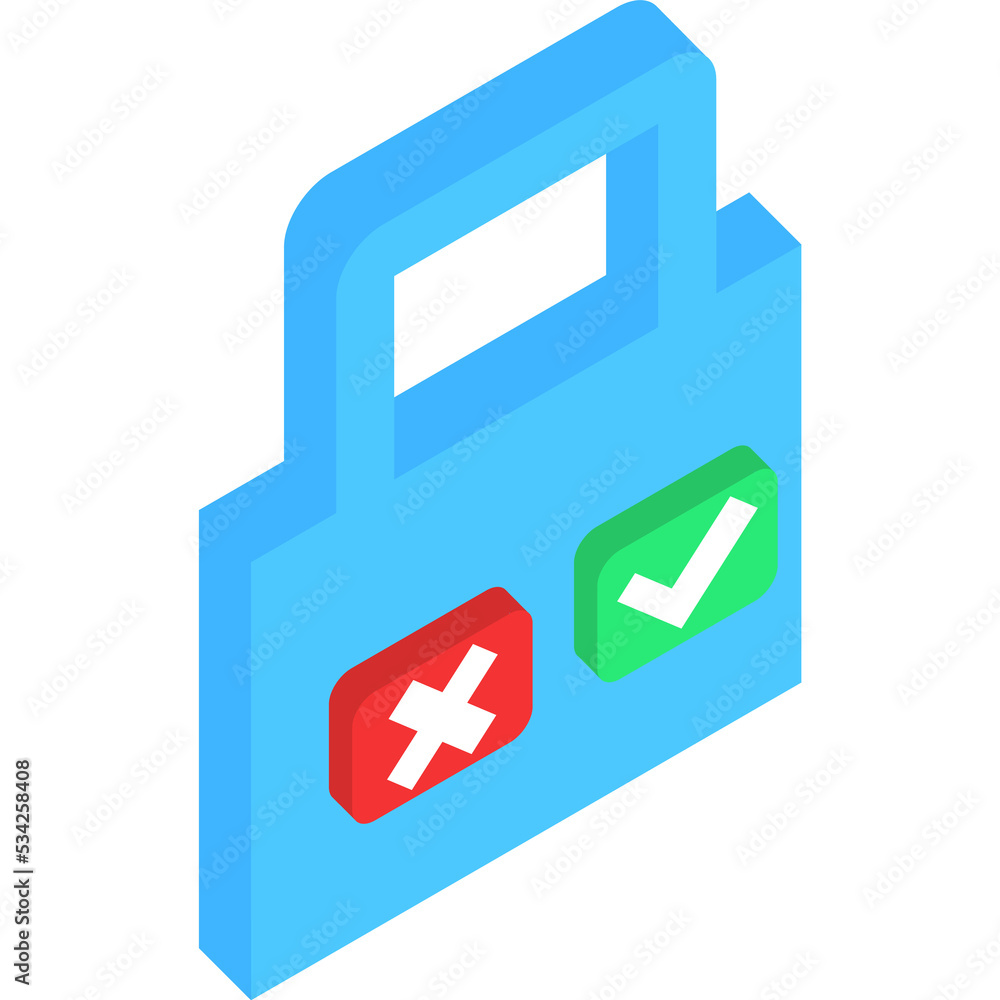 Poster lock with tick and cross vector icon