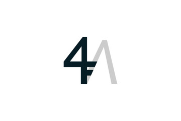 Number 4 and Letter AF or FA Logo