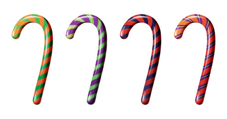 Halloween candy set.Vector peppermint striped candy cane Halloween trick or treat food snack. Candycane stick, sugar lolly with orange and black stripes. Festive dessert cane spiral with stripes