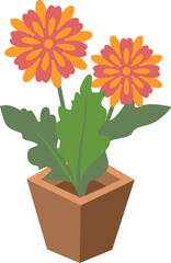 Cartoon illustration isolated object botanic garden nature flower pot