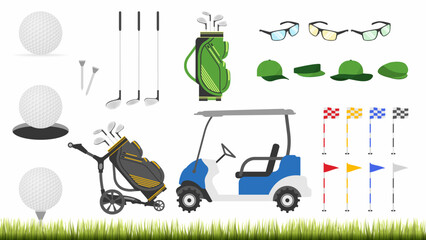 Golf Icons and Elements Vector Illustration Isolated on White Background