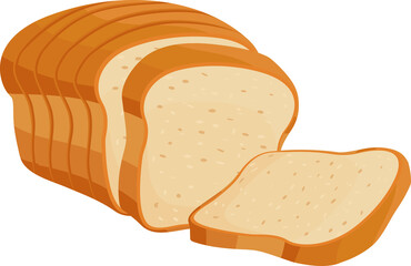 Cartoon illustration isolated object delicious flour food bakery bread toast