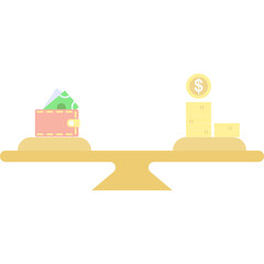 Money balance vector cash on libra weight icon