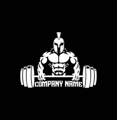 muscular spartan with barbell, logo, mascot, character - Weightlifting Logo. gym and fitness logo