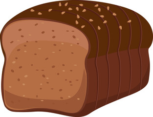 Cartoon illustration isolated object delicious flour food bakery bread whole grain toast