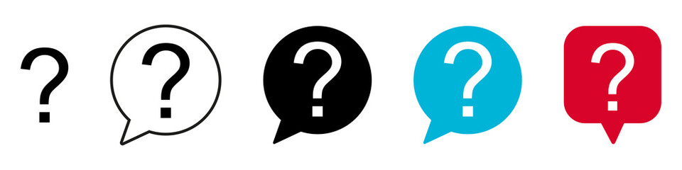 Question in flat style on black background. Support, help concept.