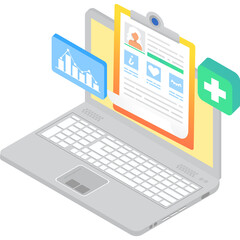 Online diagnosis service icon 3d vector computer