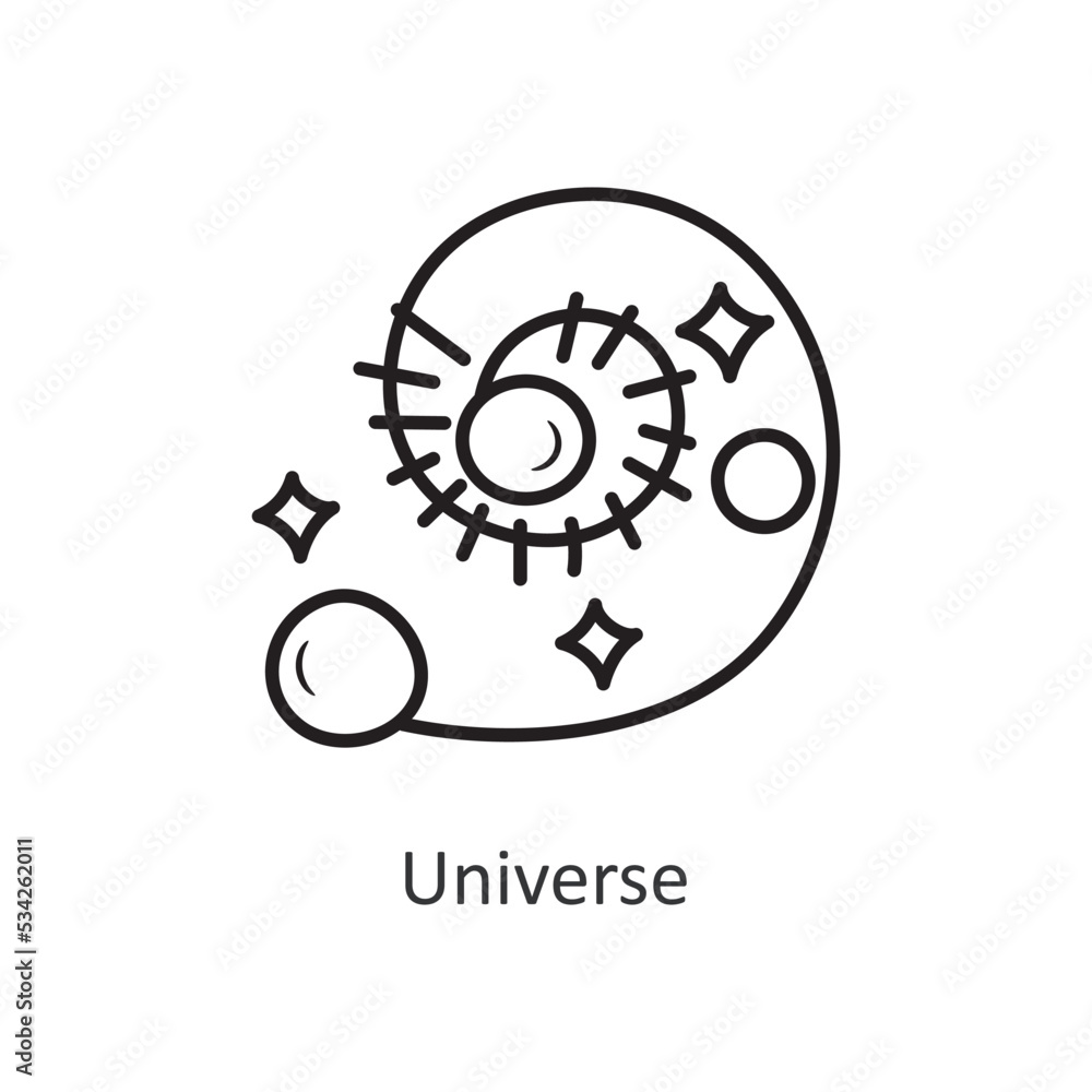 Poster universe vector outline icon design illustration. space symbol on white background eps 10 file