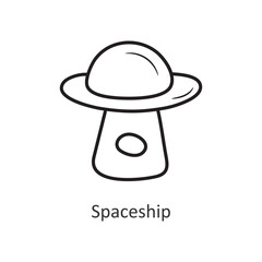 Spaceship Vector outline Icon Design illustration. Space Symbol on White background EPS 10 File