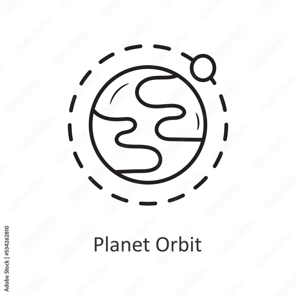 Poster planet orbit vector outline icon design illustration. space symbol on white background eps 10 file