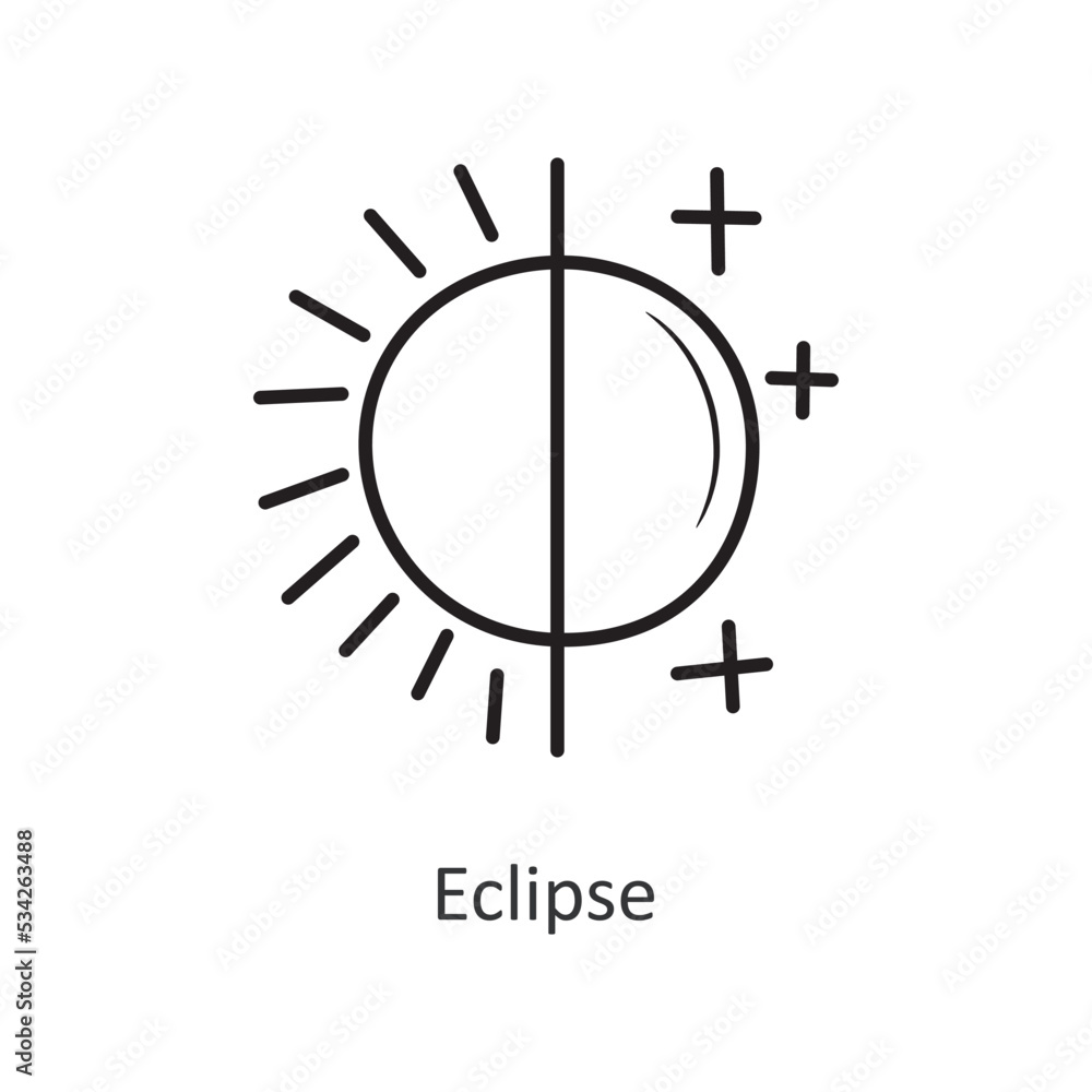 Poster eclipse vector outline icon design illustration. space symbol on white background eps 10 file