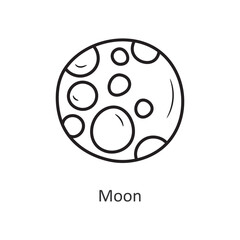 Moon Vector outline Icon Design illustration. Space Symbol on White background EPS 10 File