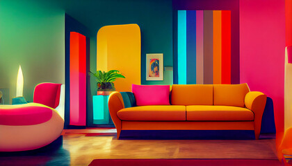 modern colorful living room 