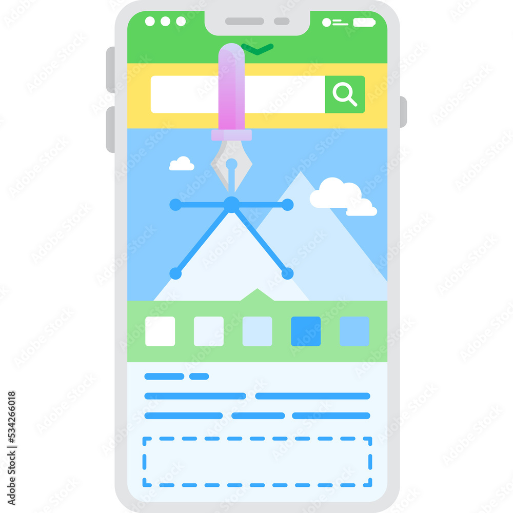 Aufkleber responsive design creation on mobile icon vector