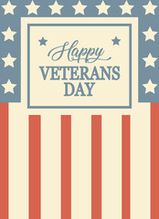 Veteran's day poster.Honoring all who served. Veteran's day illustration with american flag