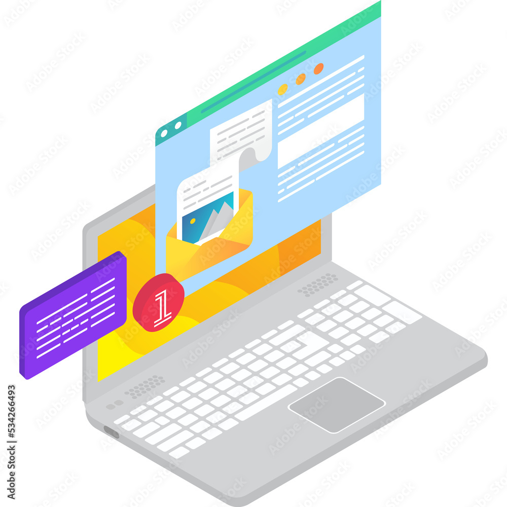 Poster check mail on laptop computer vector icon