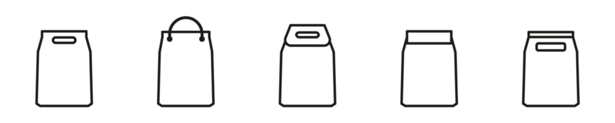 Conjunto de iconos de bolsa de compras. Ilustración vectorial