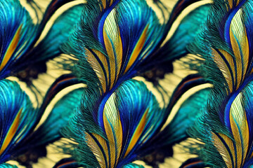 Seamless pattern illustration. The colorful peacock feather pattern.