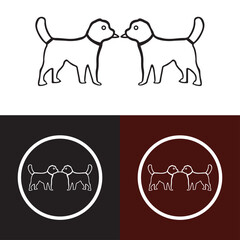 Two circle dog vector animal logo 