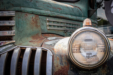 Fototapeta na wymiar front side of an old classic pickup truck